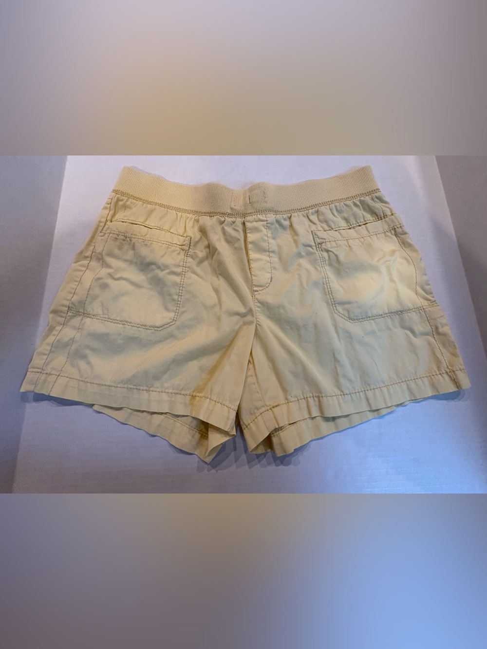 French Cuff Pale Yellow Elastic-Waist Athletic Shorts